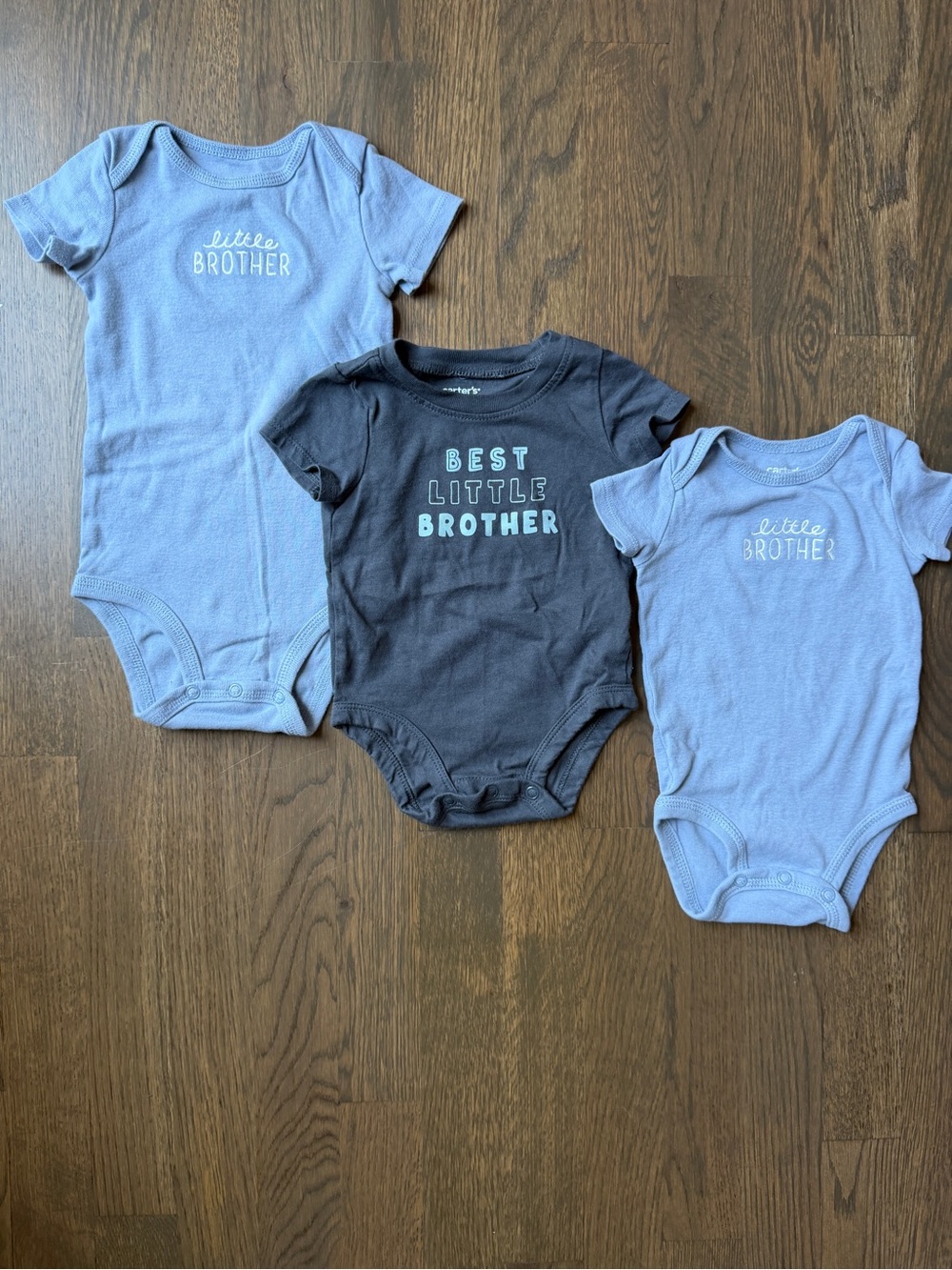 Carter's Blue & Navy 'Little Brother' 3-Pack Baby Bodysuits